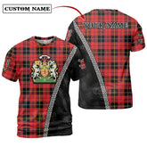 Wallace Hunting Red Tartan Shirt with Scotland Coat of Arms & Custom Name NJ23