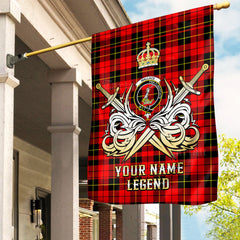 Custom Name Clan Wallace Hunting Red Tartan Garden Flag with Clan Crest and the Golden Sword of Courageous Legacy GH68