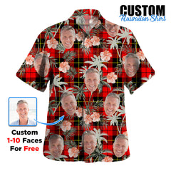 Clan Wallace Hunting Red Tartan Custom Face Hawaiian Shirt – Unisex Gift for Family Members, Summer Party SR35 Wallace Hunting Red Tartan Tartan Hawaii Shirt