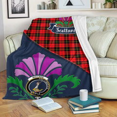 Clan Wallace Tartan Crest Premium Blanket Thistle Style KA66 Clan Wallace Tartan Today