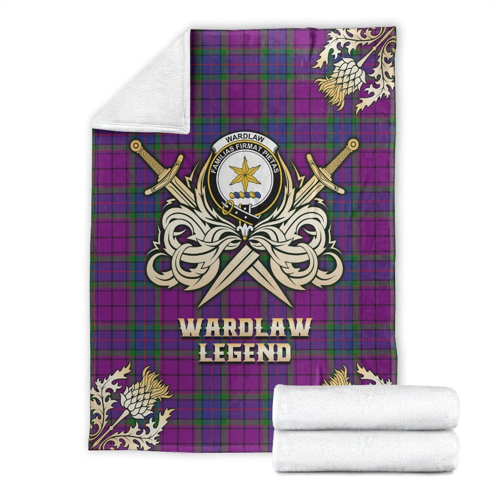 Clan Wardlaw Modern Tartan Gold Courage Symbol Blanket QM30 Clan Wardlaw Tartan Today