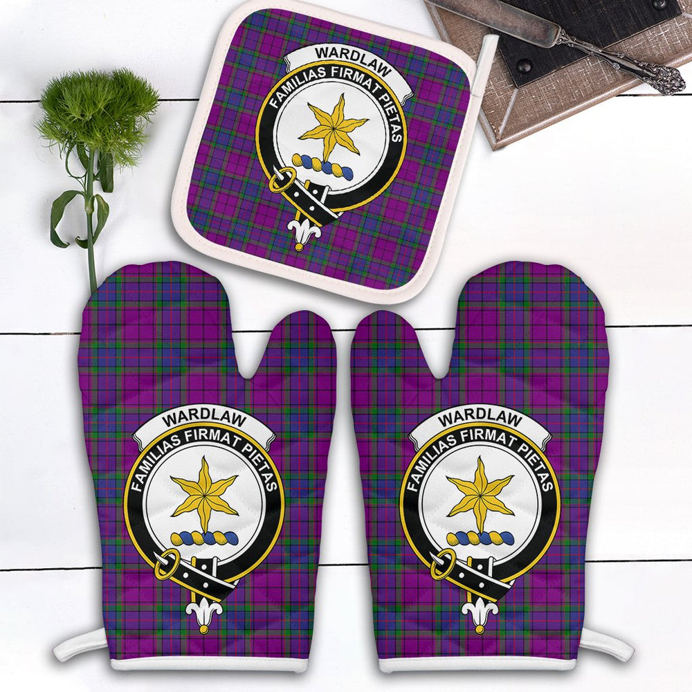 Clan Wardlaw Modern Tartan Crest Oven Mitt And Pot Holder (2 Oven Mitts + 1 Pot Holder) BR10 Clan Wardlaw Tartan Today