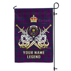 Custom Name Clan Wardlaw Tartan Garden Flag with Clan Crest and the Golden Sword of Courageous Legacy DS98