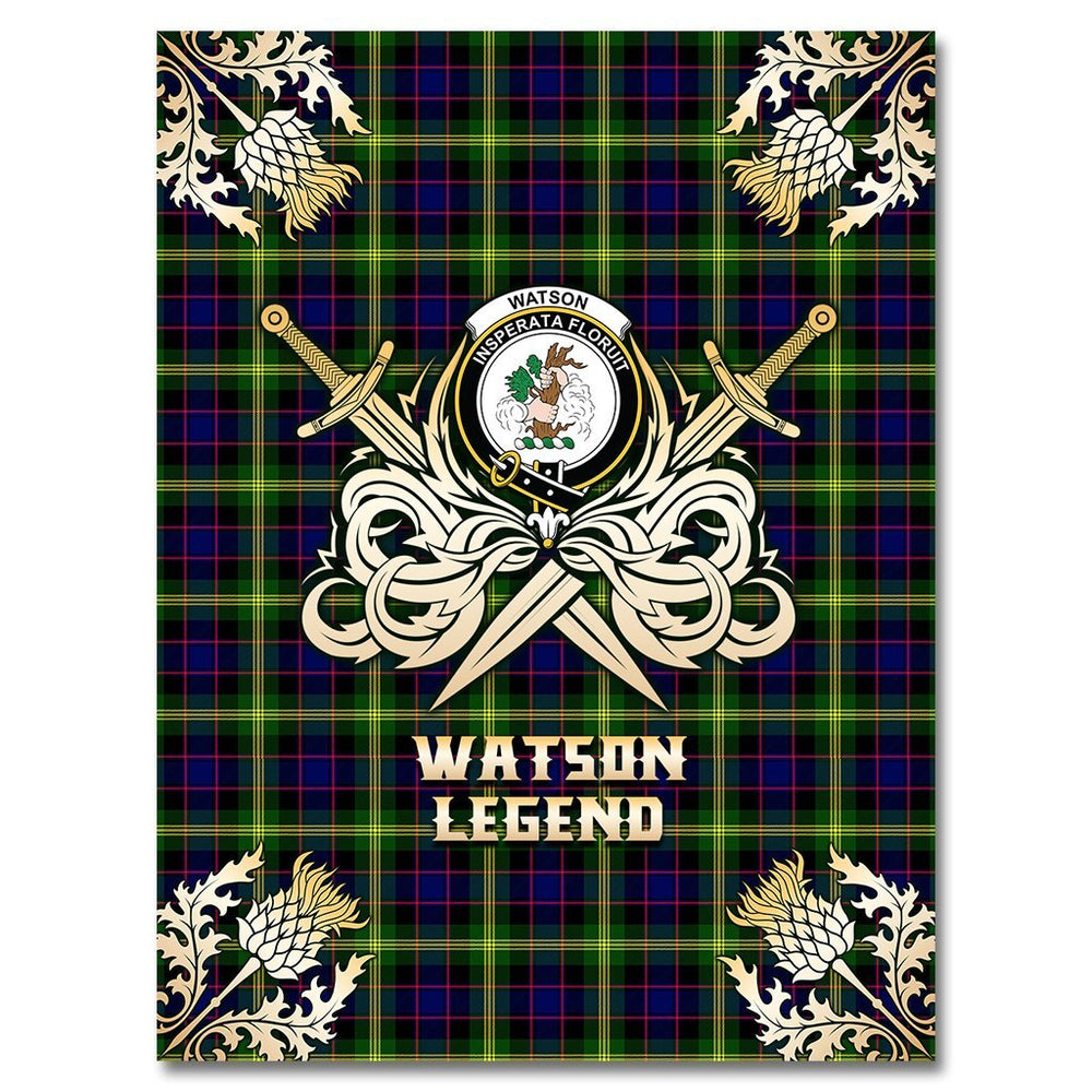 Clan Watson Modern Tartan Gold Courage Symbol Blanket WW31 Clan Watson Tartan Today