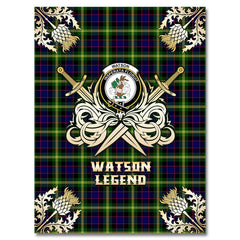 Clan Watson Modern Tartan Gold Courage Symbol Blanket WW31 Clan Watson Tartan Today