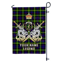 Custom Name Clan Watson Modern Tartan Garden Flag with Clan Crest and the Golden Sword of Courageous Legacy JN85