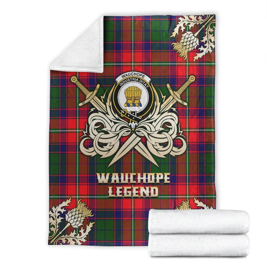 Clan Wauchope Tartan Gold Courage Symbol Blanket
