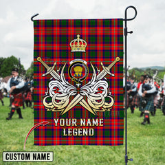 Personalized Custom Name Clan Wauchope Tartan Garden Flag with Clan Crest and the Golden Sword of Courageous Legacy SQ43 - Wauchope Tartan Design, Scottish Heritage Gift