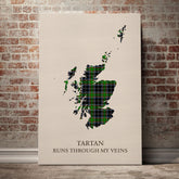 Webster Tartan Scotland Map Canvas – “Tartan Runs Through My Veins” Wall Art