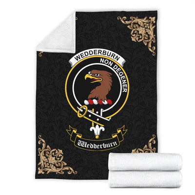 Clan Wedderburn Crest Tartan Premium Blanket Black TK86