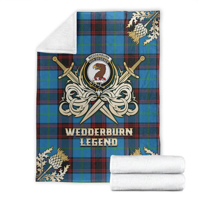 Clan Wedderburn Tartan Gold Courage Symbol Blanket DW16