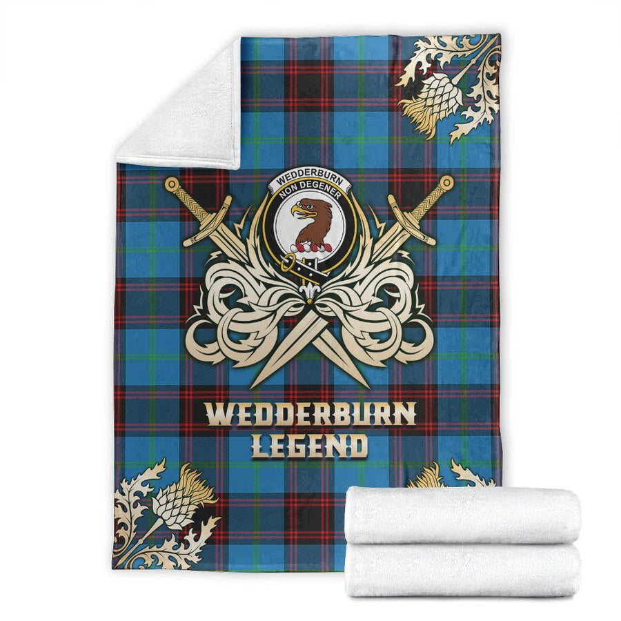 Clan Wedderburn Tartan Gold Courage Symbol Blanket