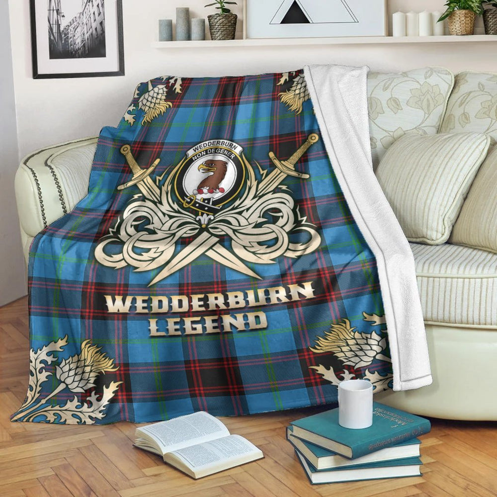 Clan Wedderburn Tartan Gold Courage Symbol Blanket DW16 Clan Wedderburn Tartan Today