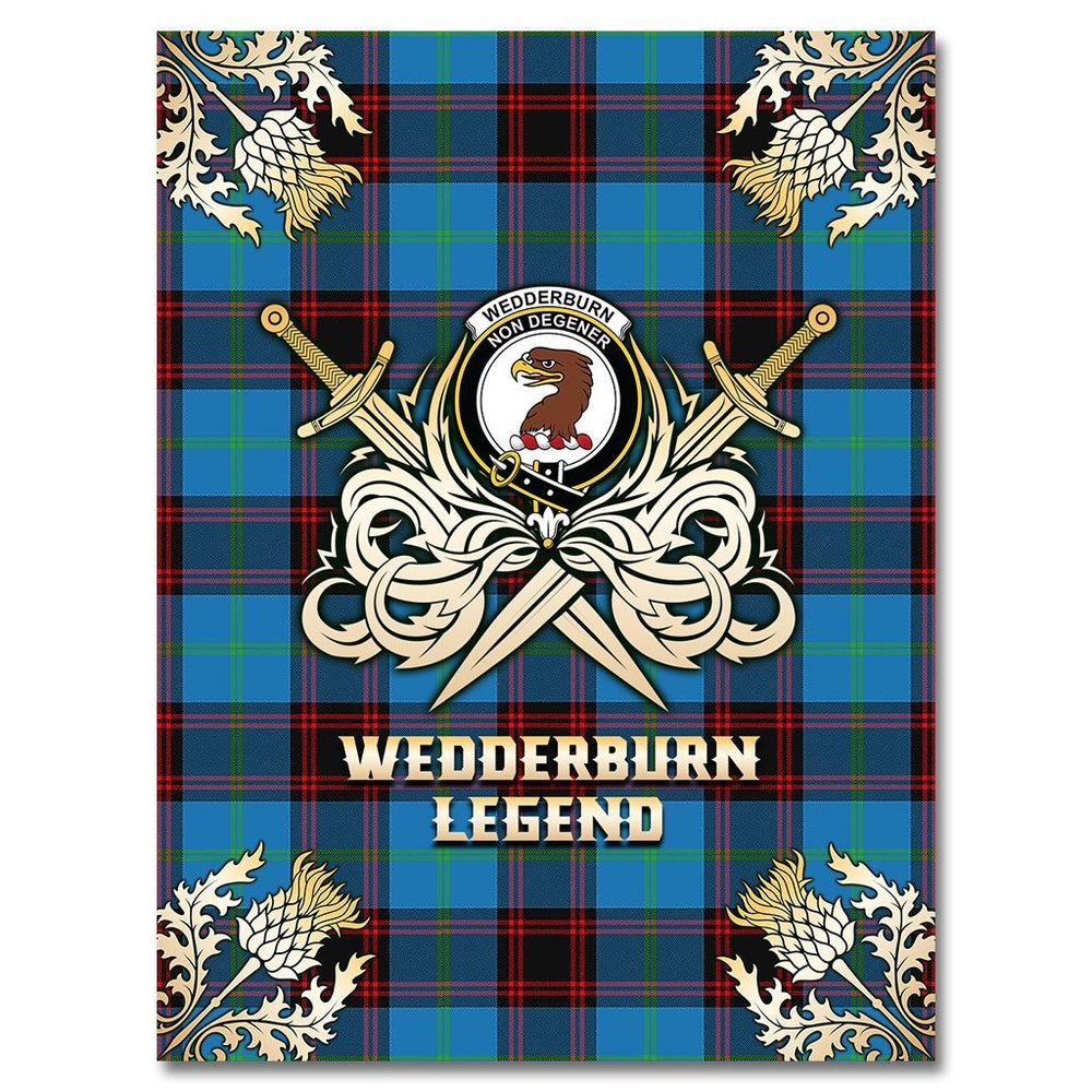 Clan Wedderburn Tartan Gold Courage Symbol Blanket DW16 Clan Wedderburn Tartan Today