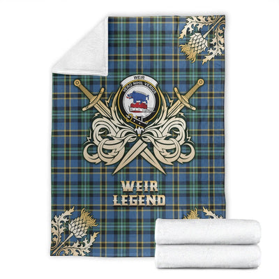 Clan Weir Ancient Tartan Gold Courage Symbol Blanket BS48