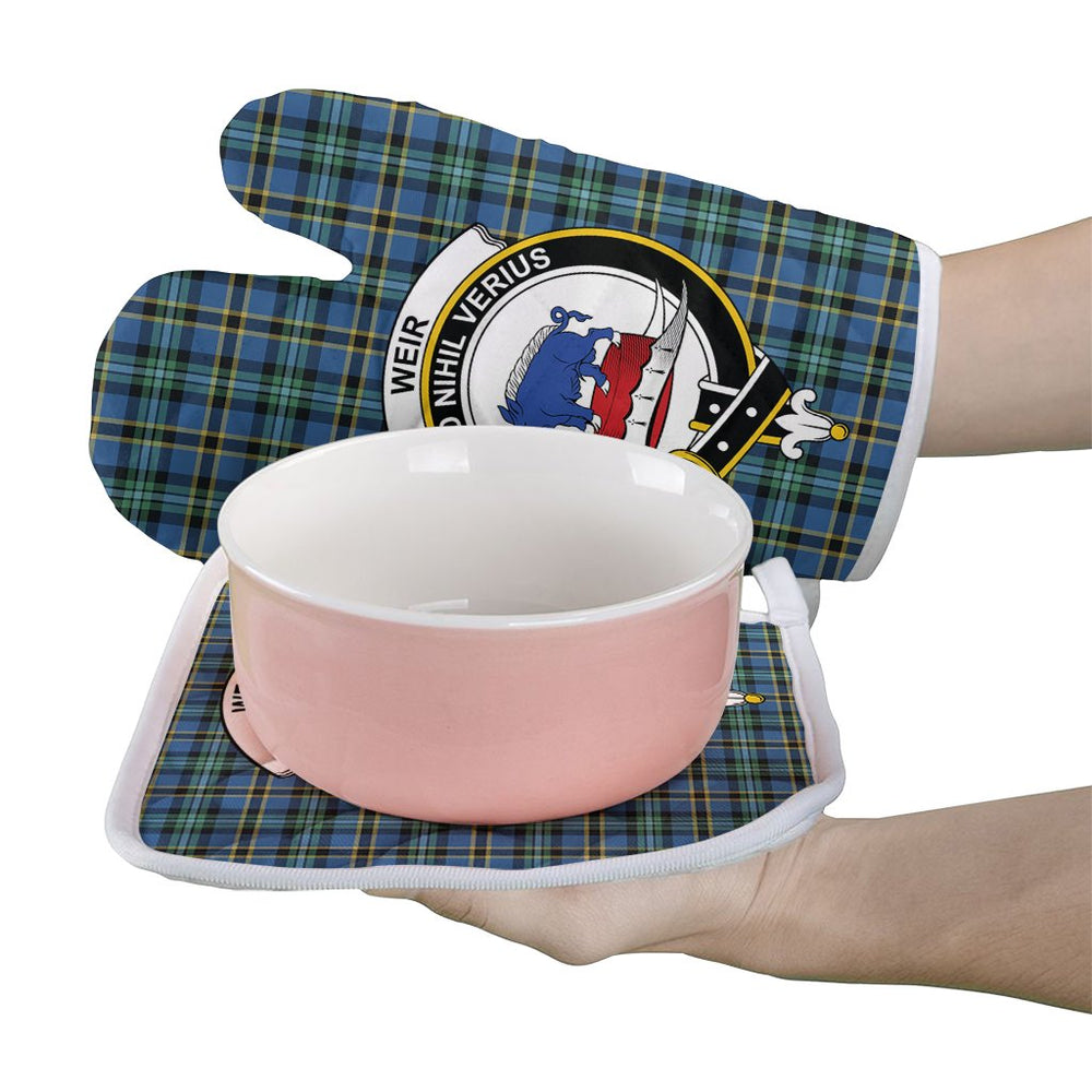 Clan Weir Ancient Tartan Crest Oven Mitt And Pot Holder (2 Oven Mitts + 1 Pot Holder) XP95 Clan Weir Tartan Today