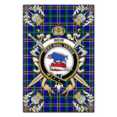 Clan Weir Modern Tartan Crest Black Garden Flag - Gold Thistle EK82 Clan Weir Tartan Today