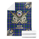 Clan Weir Modern Tartan Gold Courage Symbol Blanket OG16 Clan Weir Tartan Today