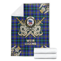 Clan Weir Modern Tartan Gold Courage Symbol Blanket OG16 Clan Weir Tartan Today