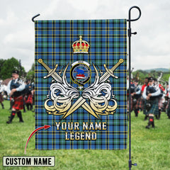 Personalized Custom Name Clan Weir Ancient Tartan Garden Flag with Clan Crest and the Golden Sword of Courageous Legacy TW92 - Weir Ancient Tartan Design, Scottish Heritage Gift