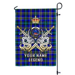Custom Name Clan Weir Modern Tartan Garden Flag with Clan Crest and the Golden Sword of Courageous Legacy PM48