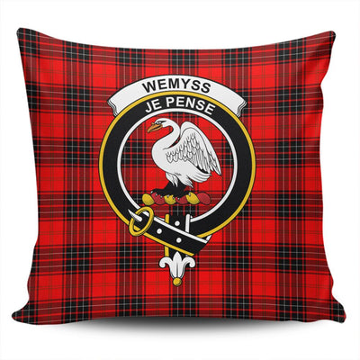 Clan Wemyss Modern Tartan Crest Pillow Cover