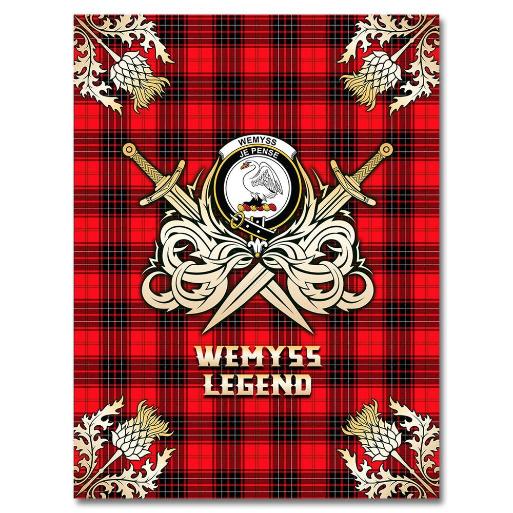 Clan Wemyss Modern Tartan Gold Courage Symbol Blanket RA72 Clan Wemyss Tartan Today