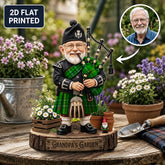 Personalized Wexford County Clan Bagpipe Garden Gnome Caricature Plaque Custom Photo, Any Clan Tartan, Wood or Acrylic, Grandpa & Dad Gift, Scottish Highland Garden Decor TB78