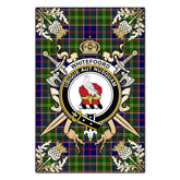 Clan Whitefoord Modern Tartan Crest Black Garden Flag - Gold Thistle BA79 Clan Whitefoord Tartan Today