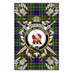 Clan Whitefoord Modern Tartan Crest Black Garden Flag - Gold Thistle BA79 Clan Whitefoord Tartan Today