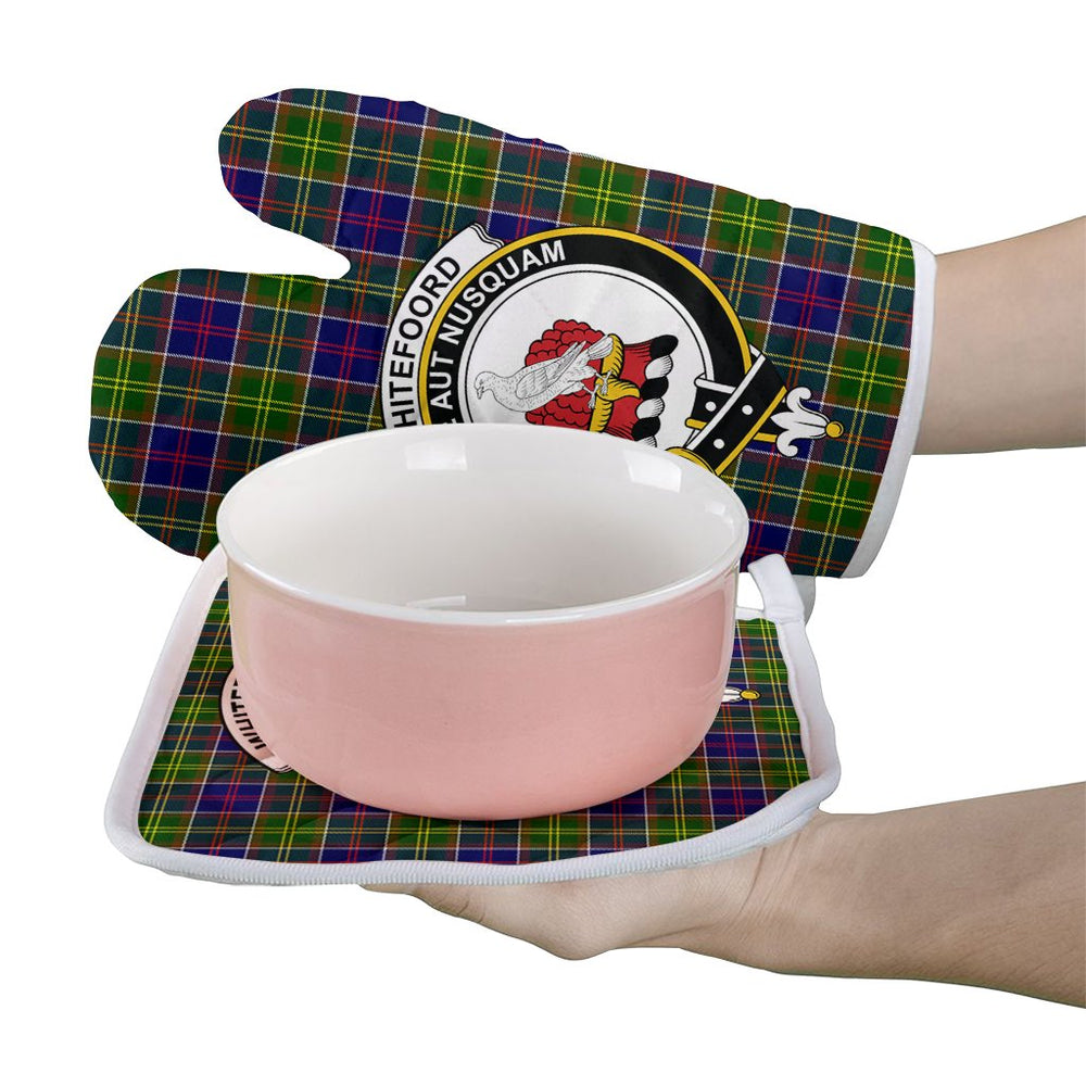 Clan Whitefoord Modern Tartan Crest Oven Mitt And Pot Holder (2 Oven Mitts + 1 Pot Holder) WM19 Clan Whitefoord Tartan Today