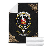 Clan Whiteford Crest Tartan Premium Blanket Black XU38 Clan Hall Tartan Today