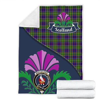Clan Whiteford Tartan Crest Premium Blanket Thistle Style TD89