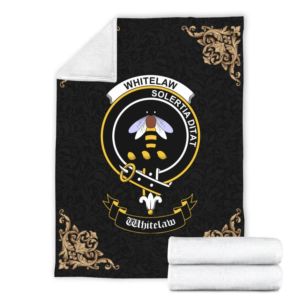 Clan Whitelaw Crest Tartan Premium Blanket Black QN31 Clan Whitelaw Tartan Today