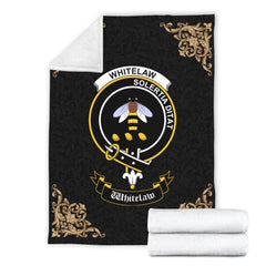 Clan Whitelaw Crest Tartan Premium Blanket Black QN31 Clan Whitelaw Tartan Today