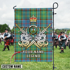 Personalized Custom Name Clan Whitelaw Tartan Garden Flag with Clan Crest and the Golden Sword of Courageous Legacy WJ67 - Whitelaw Tartan Design, Scottish Heritage Gift