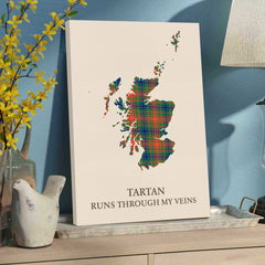 Clan Wilson Ancient Tartan Scotland Map Canvas “Tartan Runs Through My Veins” Wall Art TJ21