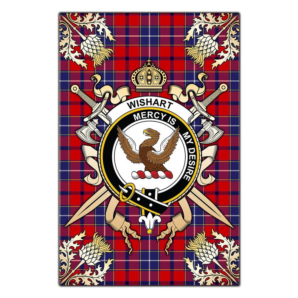 Clan Wishart Dress Tartan Crest Black Garden Flag - Gold Thistle OA27 Clan Wishart Tartan Today