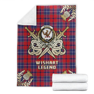 Clan Wishart Dress Tartan Gold Courage Symbol Blanket MU62