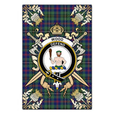 Clan Wood Modern Tartan Crest Black Garden Flag - Gold Thistle UY76 Clan Wood Tartan Today