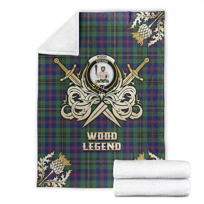 Clan Wood Modern Tartan Gold Courage Symbol Blanket AM52