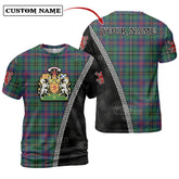 Wood Modern Tartan Shirt with Scotland Coat of Arms & Custom Name IJ24
