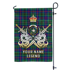 Custom Name Clan Wood Modern Tartan Garden Flag with Clan Crest and the Golden Sword of Courageous Legacy QS67
