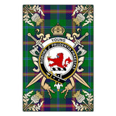 Clan Young Modern Tartan Crest Black Garden Flag - Gold Thistle YA63 Clan Young Tartan Today