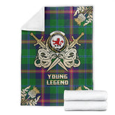 Clan Young Modern Tartan Gold Courage Symbol Blanket IG26 Clan Young Tartan Today