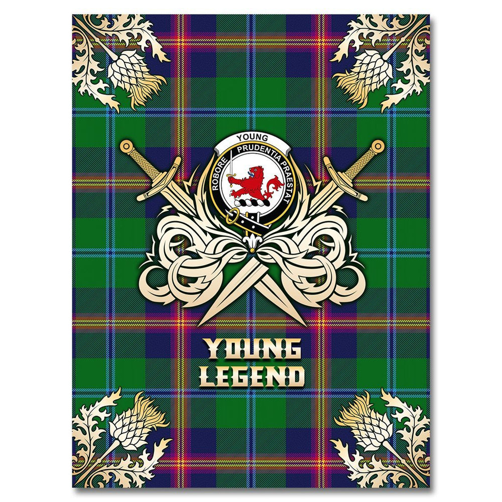 Clan Young Modern Tartan Gold Courage Symbol Blanket IG26 Clan Young Tartan Today