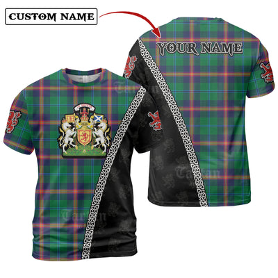 Personalized Clan Young Modern Tartan Shirt with Scotland Coat of Arms & Custom Name