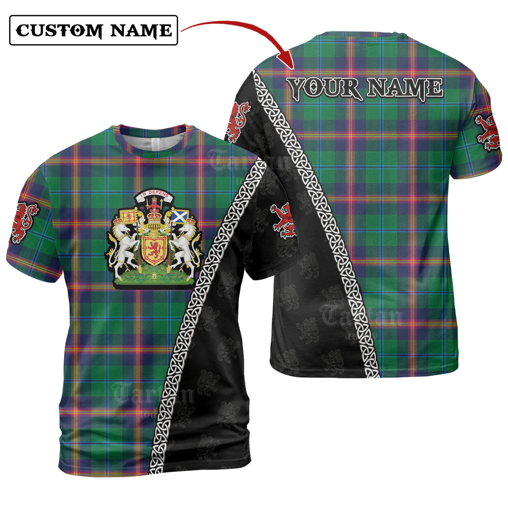 Young Modern Tartan Shirt with Scotland Coat of Arms & Custom Name LZ35