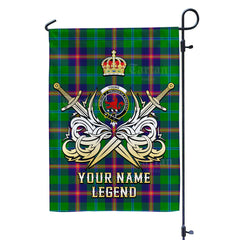 Custom Name Clan Young Modern Tartan Garden Flag with Clan Crest and the Golden Sword of Courageous Legacy GL21