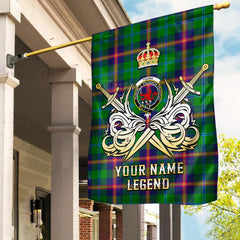 Custom Name Clan Young Modern Tartan Garden Flag with Clan Crest and the Golden Sword of Courageous Legacy GL21